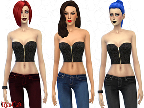 Sims 4 — City Girl Set by RedCat — Bustier: 1 variation included. Jeans: 4 variations included.