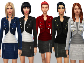 Sims 4 — Fall/Winter SET by Weeky — Fall/Winter SET with military jacket and mini skirt. They are standalone items (not
