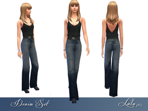 Sims 4 — Teen Denim Set by Lulu265 — A retexture of yfBody_Jumpsuit