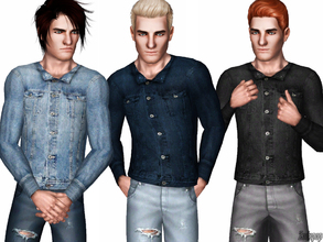 Sims 3 — Men's Jean Jacket by zodapop — This jean jacket features a spread collar, long sleeves, cuffs, buttoned flap