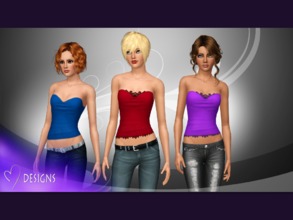 Sims 3 — Zip Crop Top With Lace Details by MwDESIGNS2 — A sassy corset style crop top with soft lace trimmings for all of