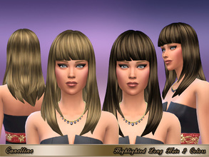 Sims 4 — Highlighted Long Hair 2 Variations by Canelline — Long straight hair with bangs, retexture and recolor in 2