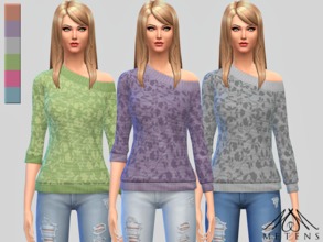 Sims 4 — Stereo Love by Metens — - Sweater with lace details - 6 colors available: copper, purple, gray, green, pink and