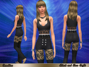 Sims 4 — Black and Lace Outfit by Canelline — A good way for your Sims to feel attractive is to wear this outfit. It's a