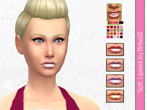 Sims 4 — Soft lipstick - Pink by Birba32 — Soft and sparkling lipstick in four color. This is a recolor of an existing