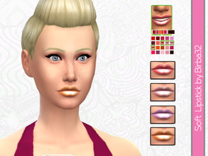 Sims 4 — Soft lipstick - Orange by Birba32 — Soft and sparkling lipstick in four color. This is a recolor of an existing
