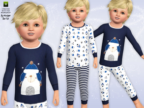 Sims 3 — Polar Bear Pyjamas by minicart — These cute Polar Bear themed pyjamas for toddler boys is just the thing to keep
