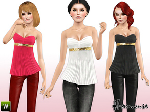Sims 3 — Selected Strapless Top by Harmonia — Custom Mesh By Harmonia 4 Variations. Recolorable Elegant and feminine top