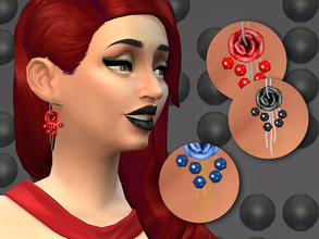 Sims 4 — Charming Rose by Kiolometro — Pretty earrings. Rose and beads on a chain. With transparent part. Has three