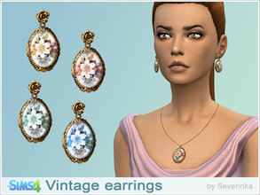 Sims 4 — Vintage Earrings by Severinka_ — Woman's earrings in vintage style, 4 colors