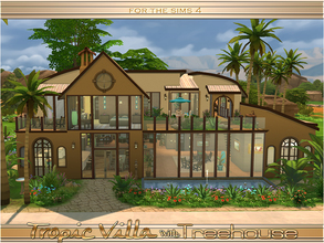 Sims 4 — Tropic Villa with Treehouse by Playful — This 3BD 2BA villa features a calming water view, large open floor