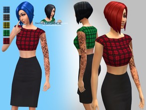 Sims 4 — Simple Elegance Outfit by miraminkova — Here is a simple compilation of beautiful high waisted skirt and cropped