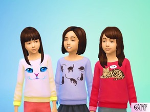 Sims 4 — Cat Sweaters for Girls by GoForFink — Bright and colorful kitty sweaters for your girls!