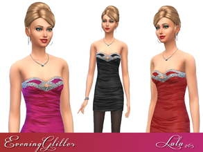 Sims 4 — Evening Glitter  by Lulu265 — A glitter mini evening dress in 3 colour variations , hot pink , red and black