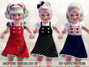 Sims 3 — Vintage Dress No 15 by Lutetia — A cute vintage inspired dress with puffy blouse, underskirt and buttons ~ Works