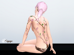 Sims 3 — Tattoo Sakura by Fuyaya — Tattoo sakura for woman. Fully recolorable with 3 channels. The tattoo can be find in