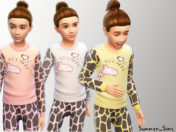 Sims 4 — Pj Giraffe set by Summer_Sims2 — This is a set of 3 different colors with giraffe pattern on You will find it