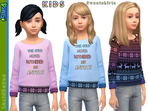 Sims 4 — Kids Never Cold Sweatshirts by LucidRayne — 3 Sweatshirts for Female Kids. Item will show up as a new thumbnail.