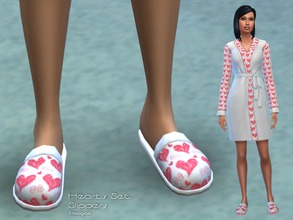 Sims 4 — Hearts Set - Slippers by Paogae — Nice white slippers with red hearts. Sleepwear and everyday categories.
