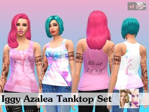Sims 4 — Iggy Azalea Tanktop Set (Pink version) by IzzieMcFire — This set contains 2 tanktops in white &amp;amp;amp;