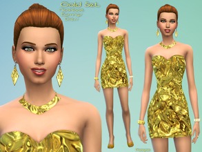 Sims 4 — Gold Set by Paogae — Gold set: dress, necklace and earrings for a night at the disco or to not go unnoticed!
