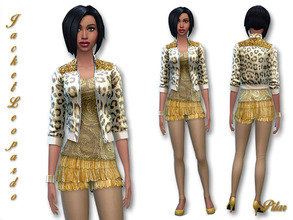 Sims 4 — JacketBomberOpen_Leopardo by Pilar — Mixture of textures and colors, silk, gold sparkles, leather and raffia