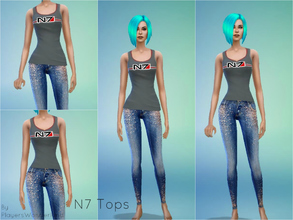Sims 4 — N7 Top  by PlayersWonderland — Since I love Mass Effect, I decided to make a N7 top It comes in two versions It