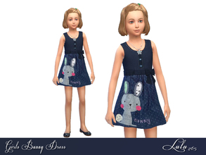Sims 4 — Girls Bunny Dress  by Lulu265 — A cute denim and polka dot dress cloned from the girls dress_Button_bow 