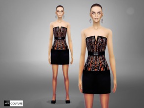 Sims 4 — Speckled Cocktail Dress by MissFortune — A speckled and glittered Cockatail dress with an elegant leather belt.