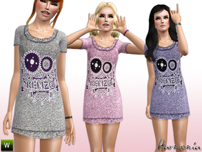 Sims 3 — Monster Graphic Sweater Dress by Harmonia — instant street-style..Team with a colourful trainers for a cool
