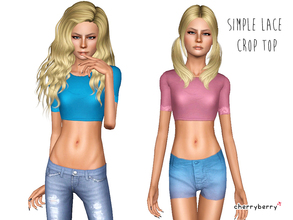 Sims 3 — Simple lace crop top for teens by CherryBerrySim — Every teen sim need a simple and stylish crop top! New lace