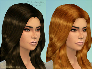 Sims 4 — Yf_HairLongWavy Retexture by PlayersWonderland — This is a basegame hairstyle I've retextured. Available are 3