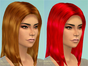 Sims 4 — Yf_HairLongWavySubtlePart by PlayersWonderland — This is a basegame hairstyle I've retextured. Available are 4