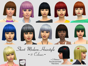 Sims 4 — Short Modern Hairstyle by Cocobuzz — A short cut modern hairstyle (new mesh) with 11 colours and 2 versions with
