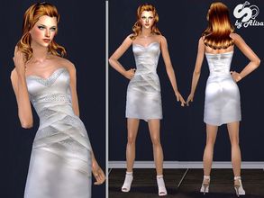 Sims 2 — White cocktail dress by Alisa13132 — white satin cocktail dress 
