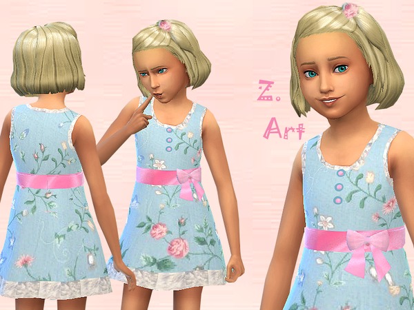 Sims 4 — Sunday Girl by Zuckerschnute20 — Take lightblue and softpink, add little flowers on it and then you have a cute