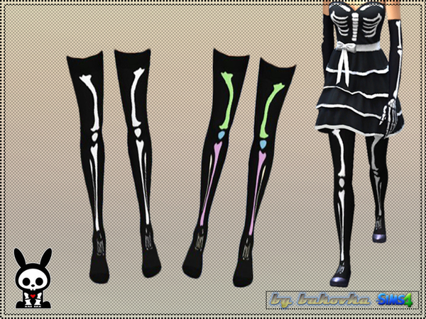 Sims 4 — Stockings Skeleton by bukovka — Stockings for women on Halloween. Installed separately. Two variants of