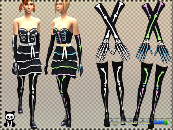 Sims 4 — Set Skeleton by bukovka — Suit female Halloween "Skeleton". Includes: