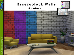 Sims 4 — Breezeblock Walls by LucidRayne — Breezeblock Walls in 4 color styles. Found in Build Mode under Masonry.