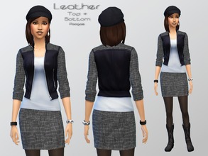 Sims 4 — Leather by Paogae — Leather jacket and skirt, to be matched in many ways, to be always trendy: a garment, many