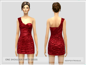 Sims 4 — One Shoulder Party Dress by Serpentrogue — Available on everyday, formal and party Teen, young adult, adult
