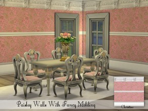 Sims 4 — Pink Paisley Walls With Fancy Molding by cm_11778 — New pink paisley walls with fancy molding for your Sim