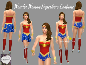 Sims 4 — Wonder Woman Left Hand Cuff by Cocobuzz — Superhero Cuffs in shinning gold. Hard as steel, these will protect