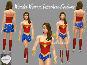 Sims 4 — Wonder Woman Right Hand Cuff by Cocobuzz — Superhero Cuffs in shinning gold. Hard as steel, these will protect