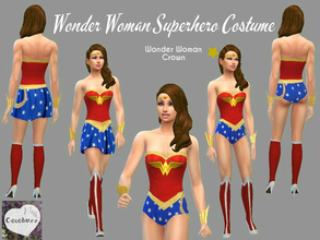 Sims 4 — Wonder Woman Crown by Cocobuzz — A golden crown with a red star to compete the Wonder Woman outfit. 
