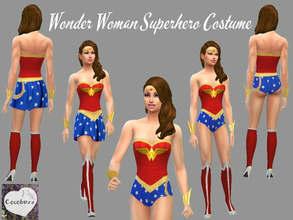 Sims 4 — Wonder Woman Superhero Outfit by Cocobuzz — A Supersim like no other! This outfit comes complete with a Wonder