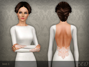Sims 3 — Wedding dress 35 by BEO — Elegant wedding dress with mermaid silhouette. The sleeves and the cutout on the back