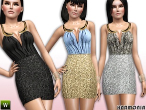 Sims 3 — Wrap Collar Decor Dress by Harmonia — Custom Mesh By Harmonia 4 Variations. Recolorable