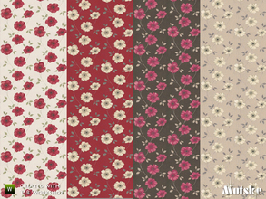 Sims 4 — Floral Wallpaper by Mutske — Floral Wallpaper with 4 variation to mix and match. Not for use with a sims