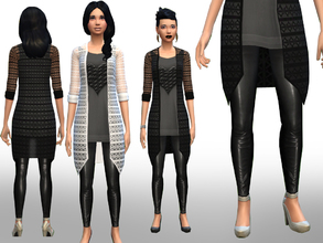 Sims 4 — Laced blazer and leather leggings by Weeky — Laced blazer and leather leggings. Great and sexy combination for